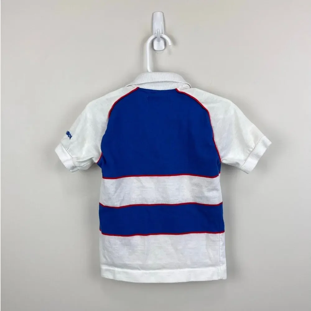 Vintage OshKosh B'gosh Blue White Striped Polo Shirt 6 USA